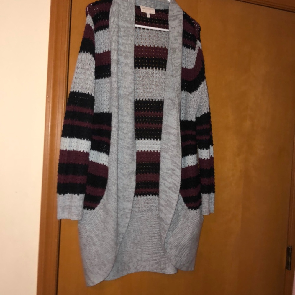 Black, grey, burgundy sweater